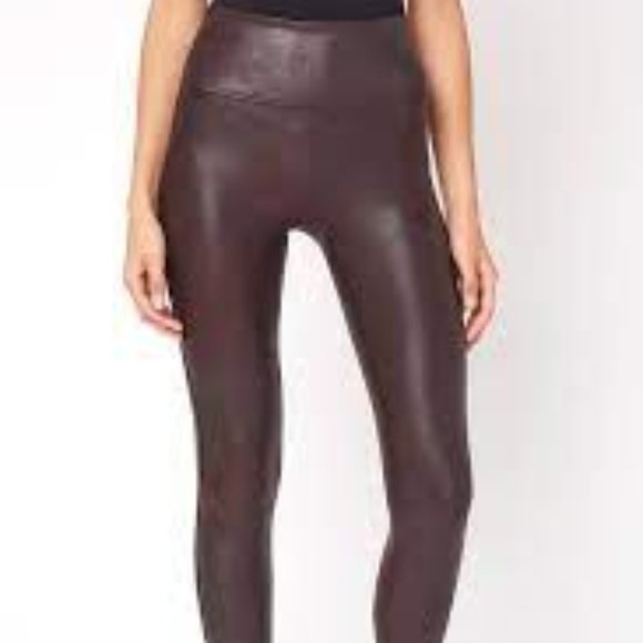 SPANX Pants - SPANX Faux Leather Maroon Leggings M